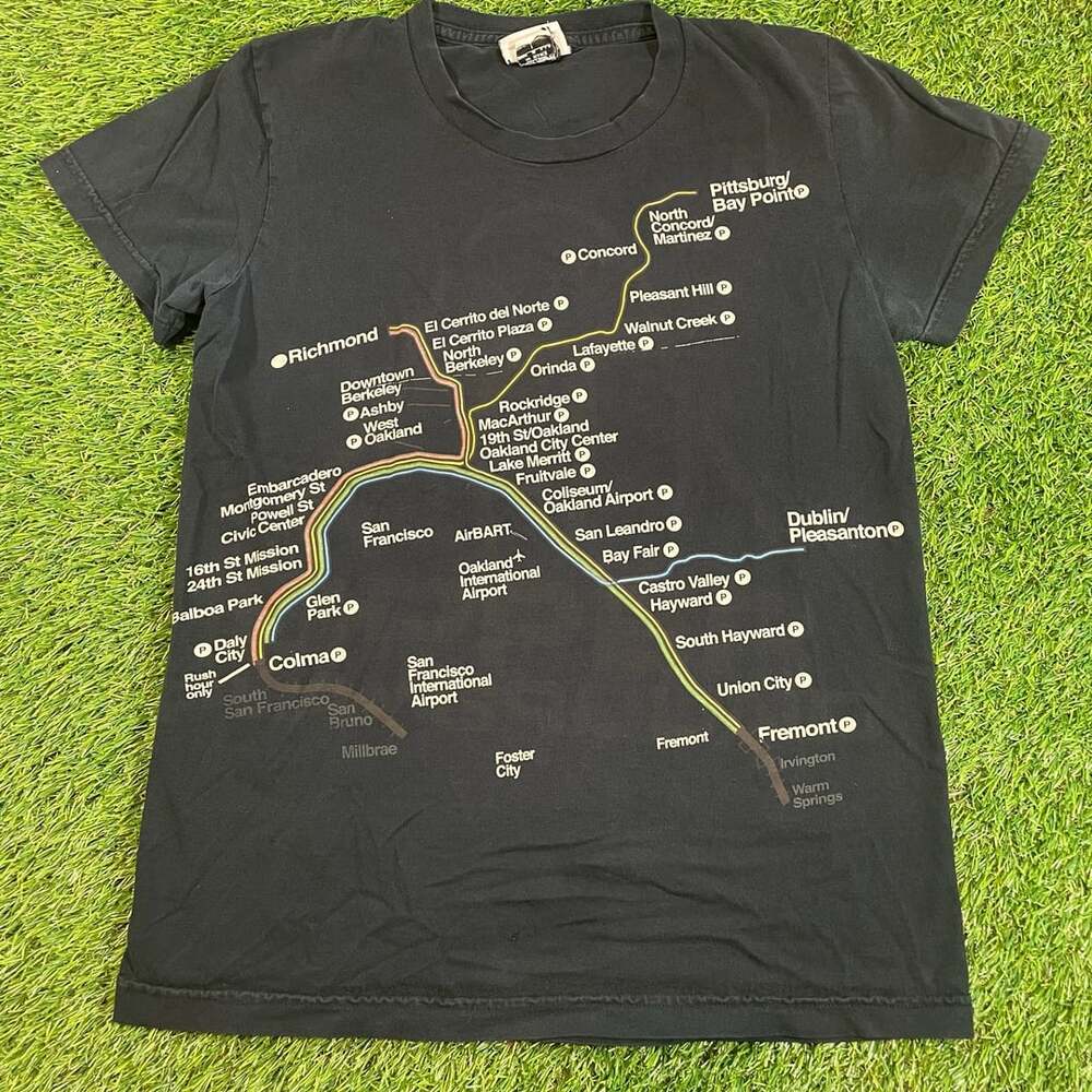 Upper Playground BART Bay Area Route Map T-Shirt Black Women’s Size Large